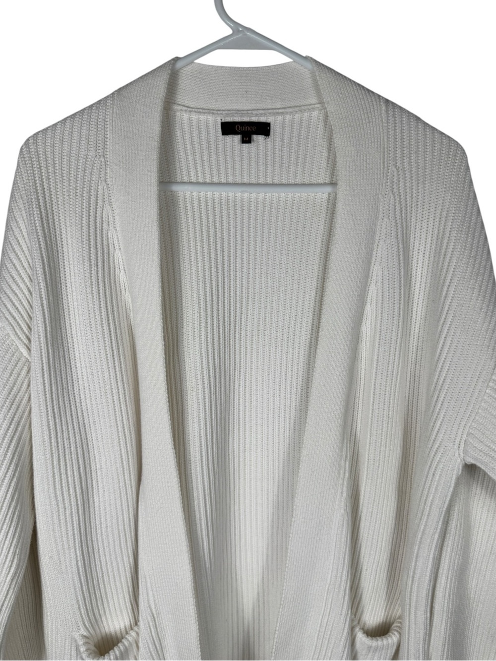 Quince 100% Organic Cotton Oversized Cardigan, Ivory, Size M - Picture 7 of 13